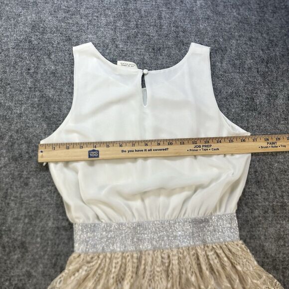 ANTHROPOLOGIE Pins and Needles Dress Women Medium Cream Sparkle Lace Stretch - Picture 12 of 14